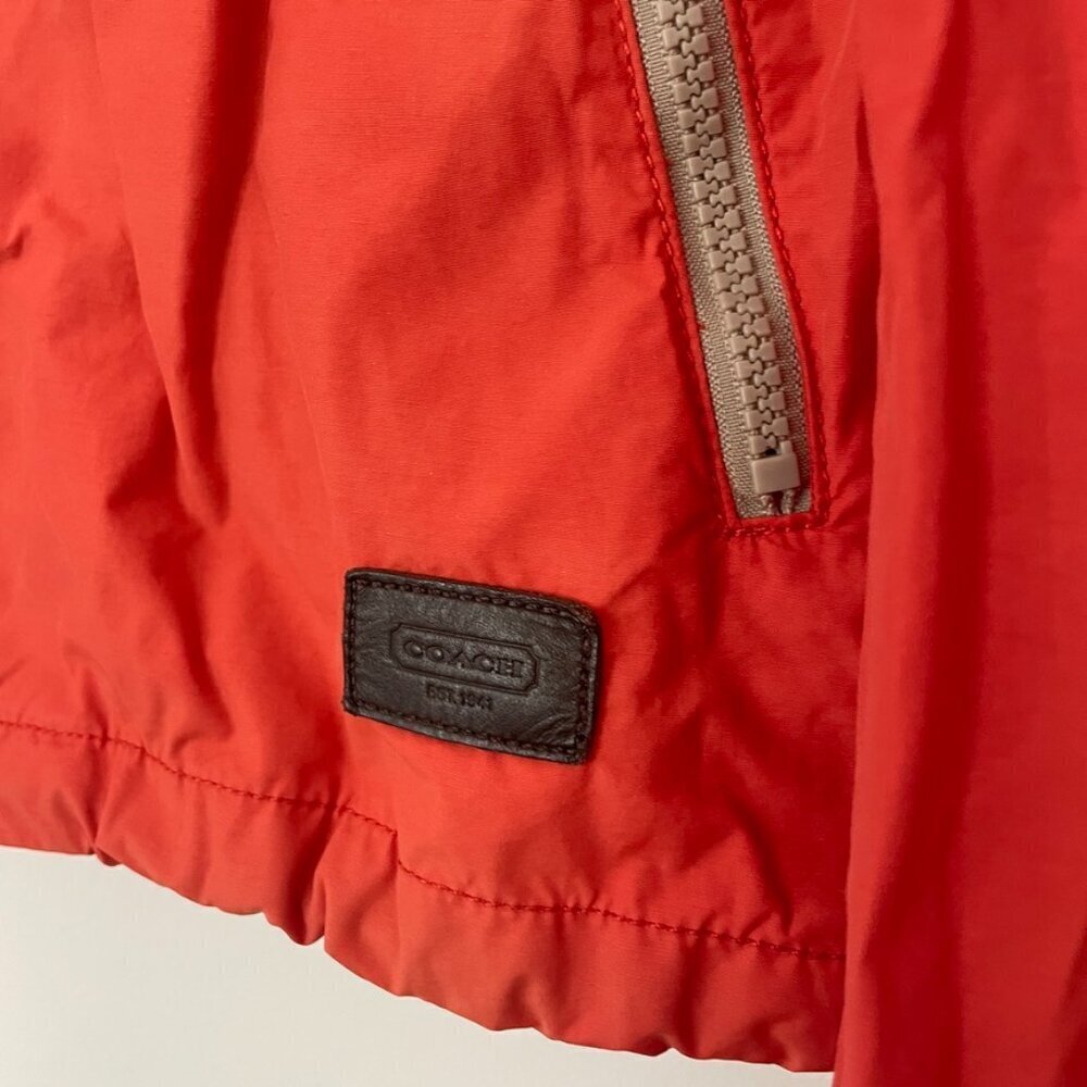 COACH Jacket Women Small Orange Hooded Full Zip Windbreaker Outdoor Designer - Picture 15 of 16